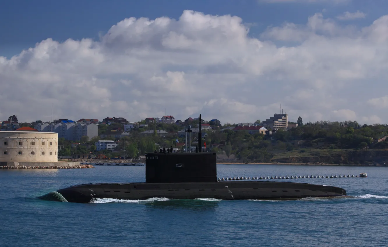 Photo wallpaper boat, Navy, output, underwater, electric, diesel, Sevastopol, in the sea