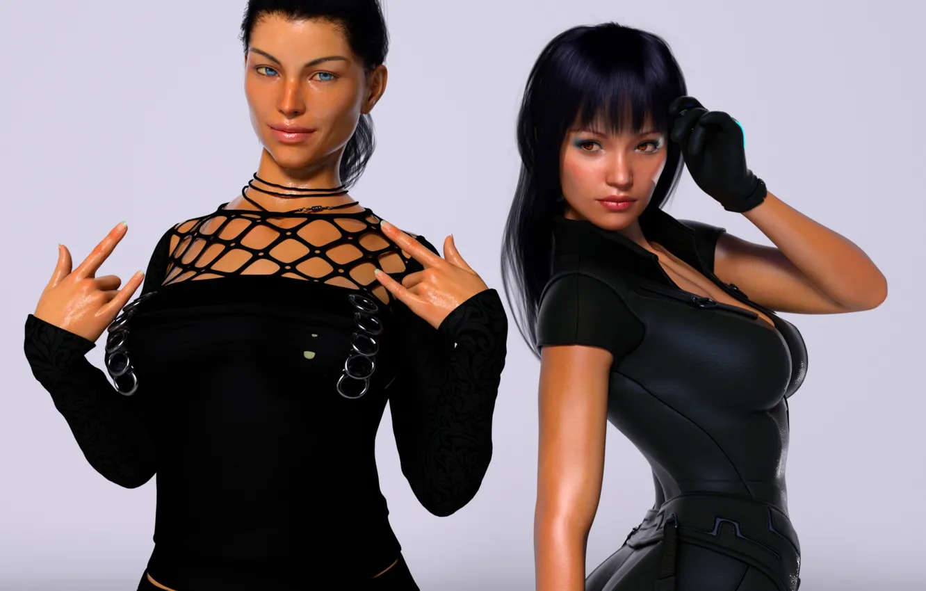 Photo wallpaper girl, background, two