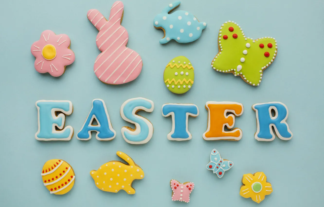Photo wallpaper eggs, spring, colorful, Easter, spring, Easter, eggs, cookies