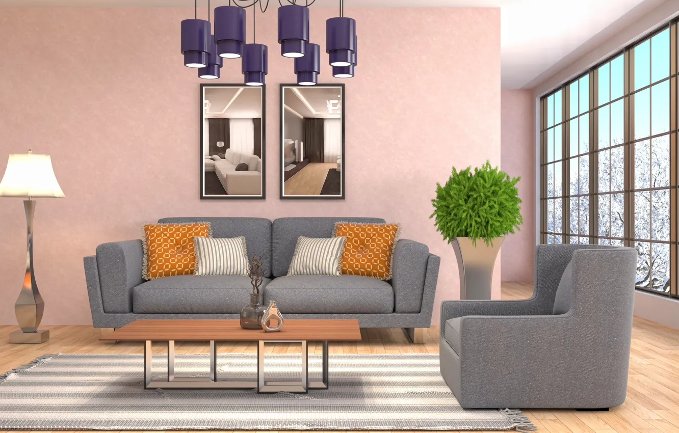 Photo wallpaper design, style, interior, living room, living room, modern