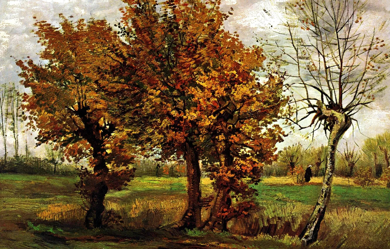 Photo wallpaper Vincent van Gogh, Nuenen, Autumn Landscape with Four Trees