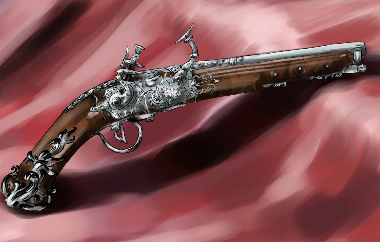 Photo wallpaper gun, weapons, shadow, art, fabric