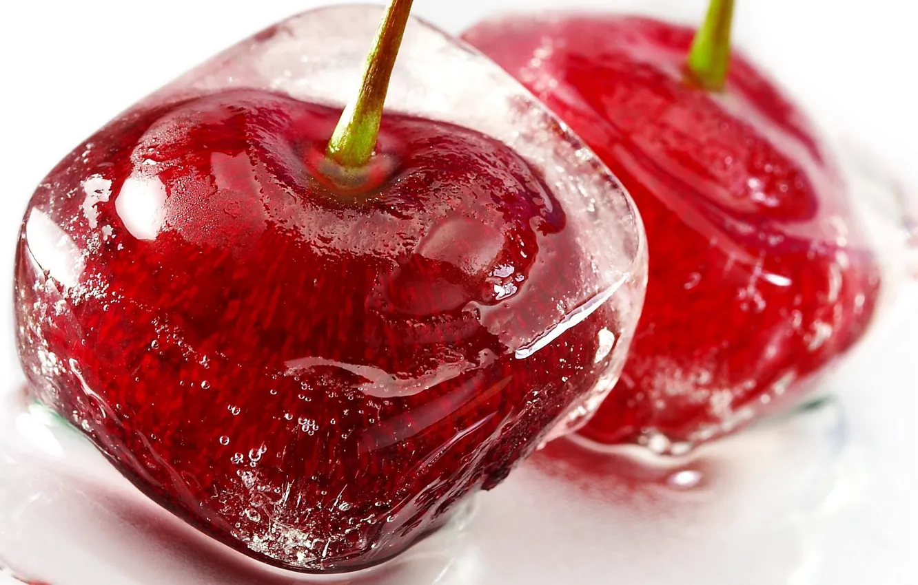 Photo wallpaper ice, water, cherry