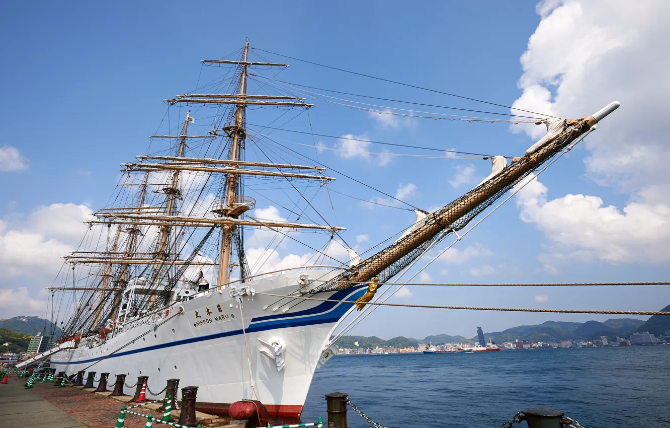 Photo wallpaper sailboat, Japan, pier, Japan, Museum, Yokohama, Yokohama, Yokohama Maritime Museum