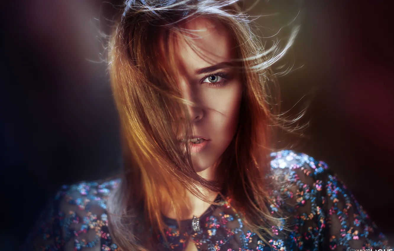 Photo wallpaper face, background, hair, portrait, Alexander Drobkov-Light, Elena Kononenko