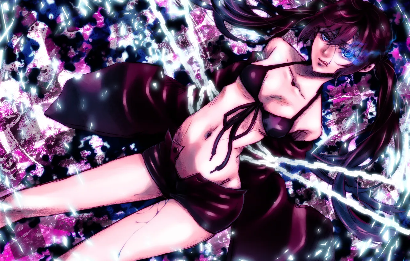 Photo wallpaper girl, anime, art, chain, black rock shooter, insane black rock shooter, Mato KURO, ringo78