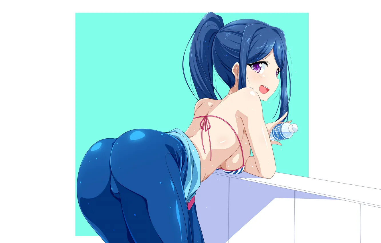 Photo wallpaper girl, sexy, ass, long hair, boobs, anime, beautiful, purple eyes