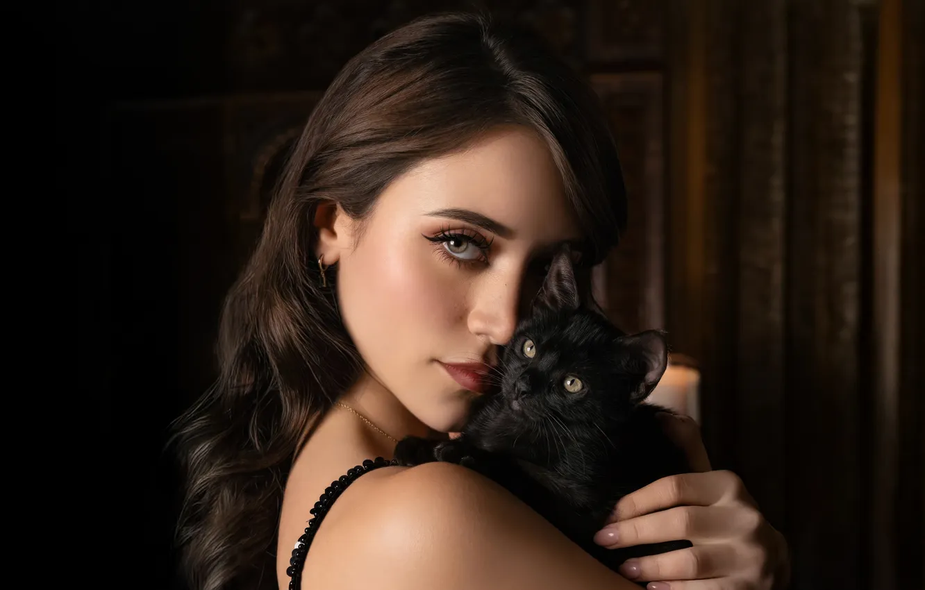 Photo wallpaper cat, look, girl, face, photo, hair, Caylee Cowan