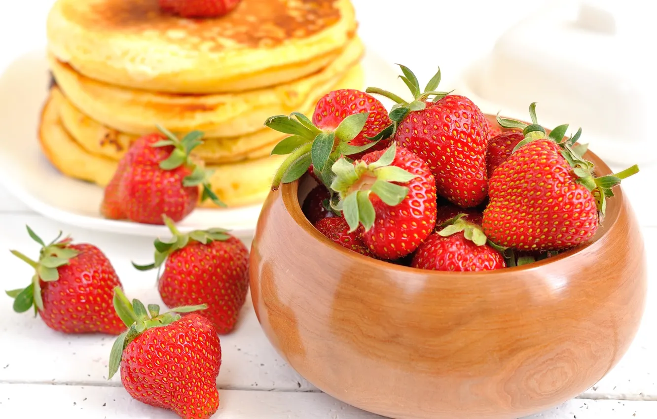 Photo wallpaper background, Wallpaper, food, strawberry, berry, wallpaper, pancakes, widescreen