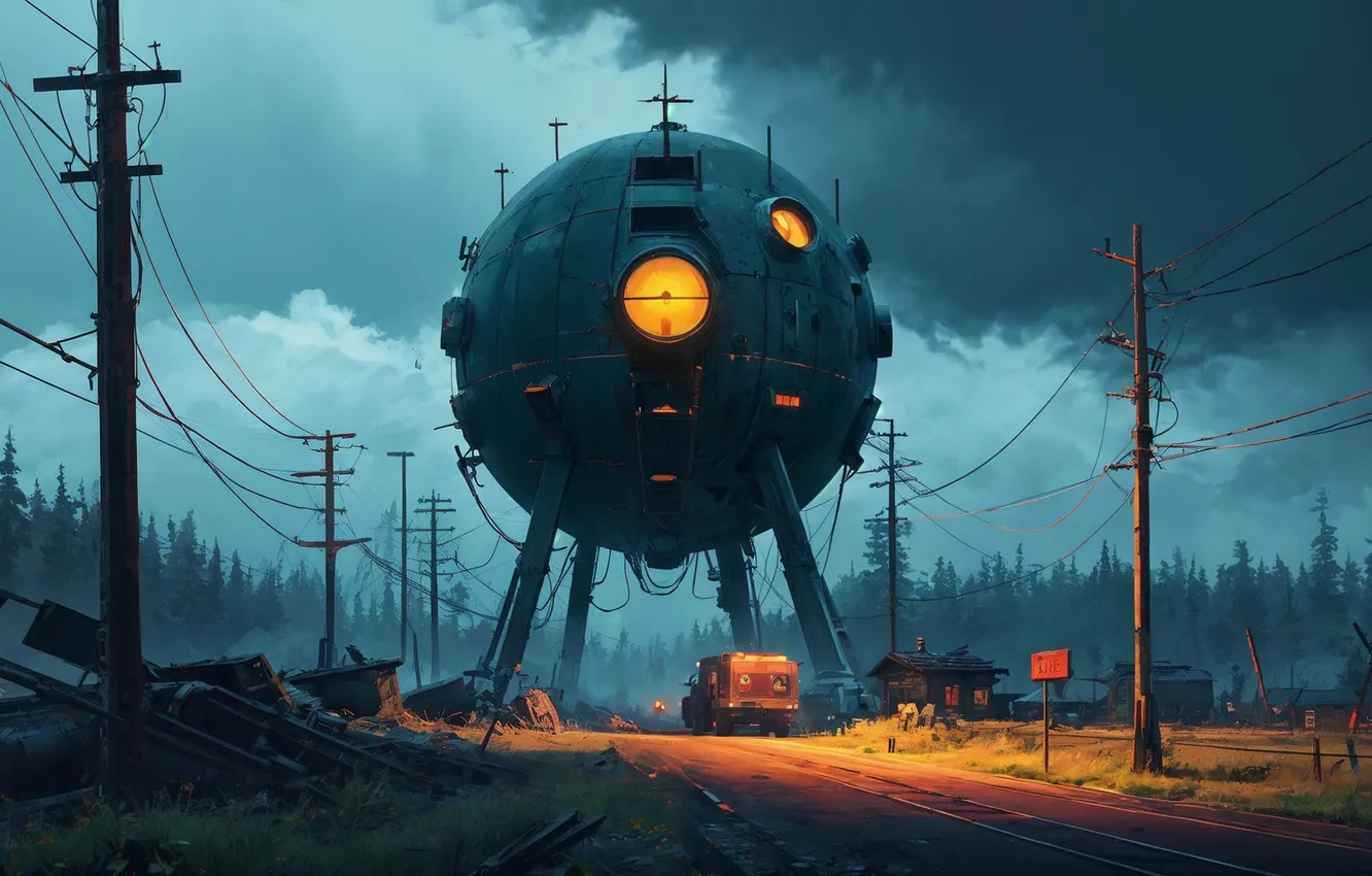 Photo wallpaper light, fiction, balls, street, structure