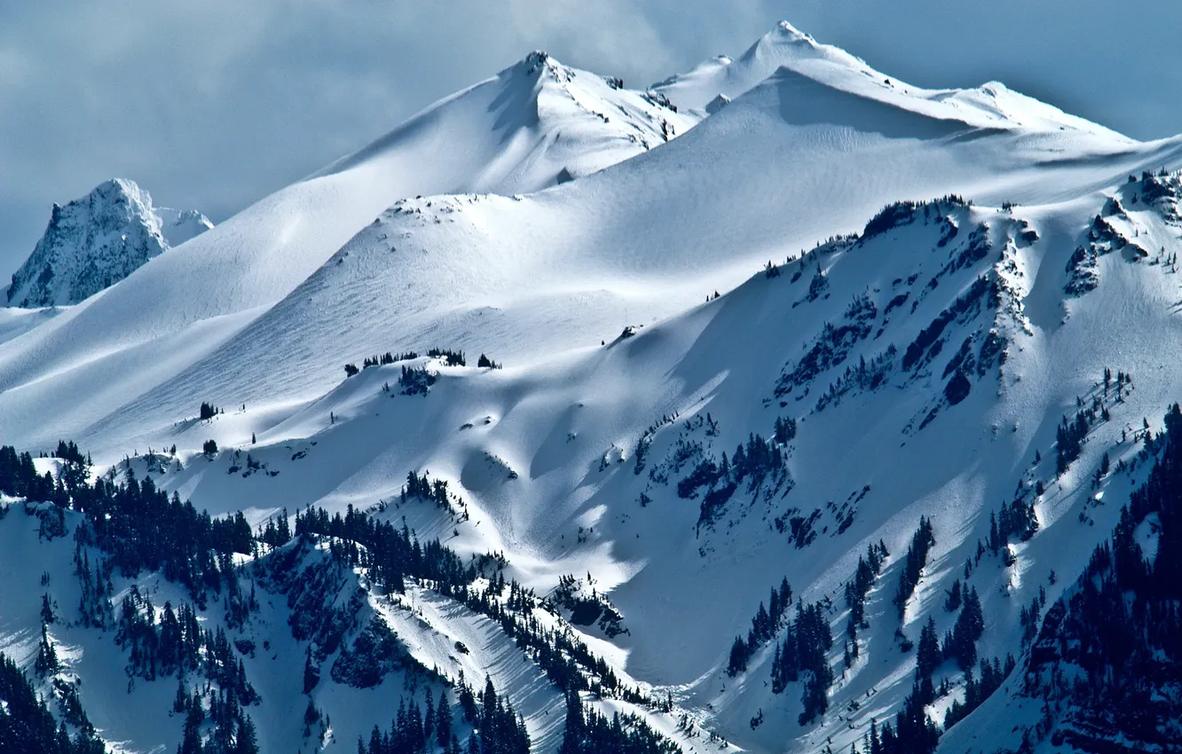 Photo wallpaper snow, mountains, nature