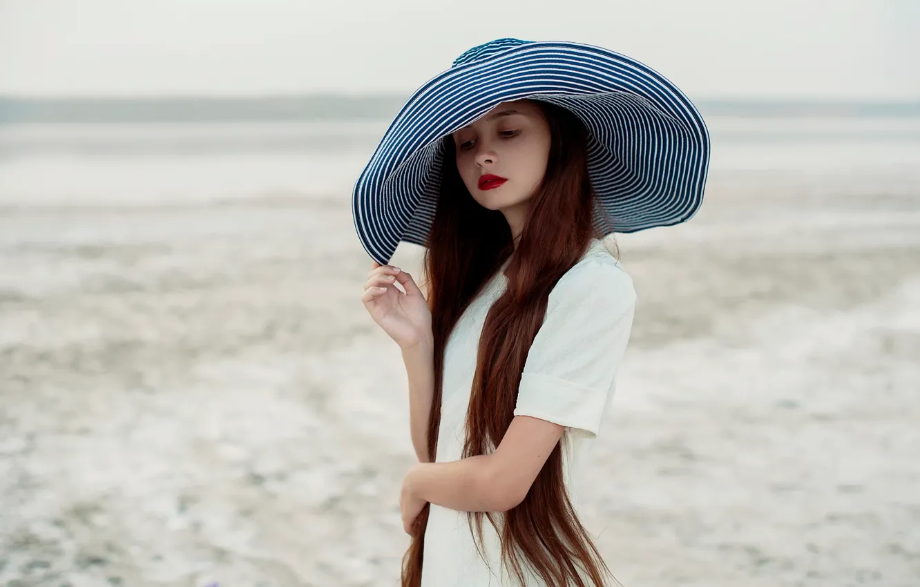 Photo wallpaper girl, hat, Jeanne, natural light