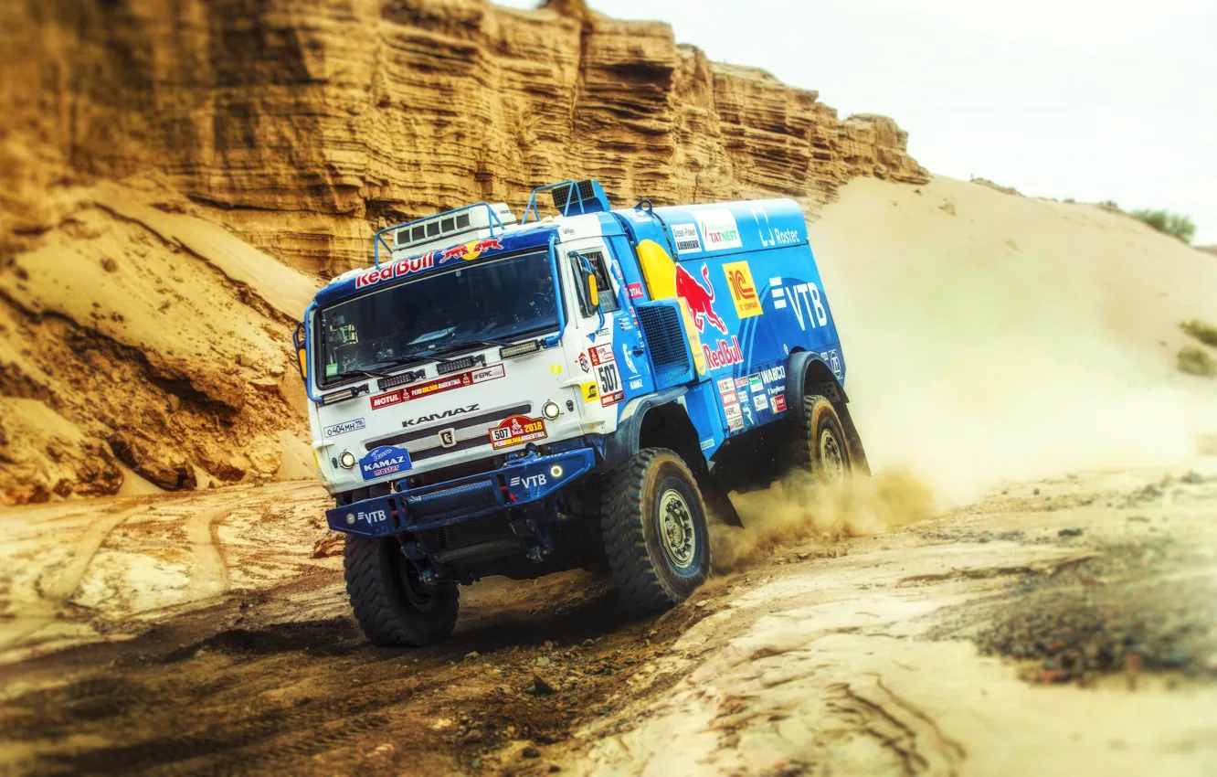 Photo wallpaper race, sport, Truck, Master, Russia, Kamaz, Rally, Dakar