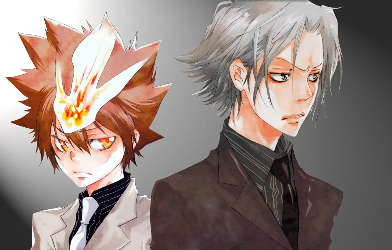 Photo wallpaper anime, guys, mafia, Sawada Tsunayoshi, Katekyo Hitman REBORN!, Gokudera Hayato