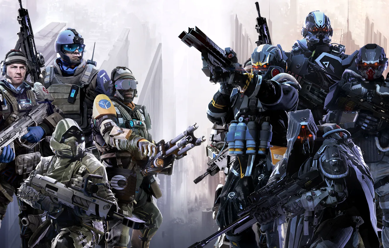 Photo wallpaper weapons, soldiers, equipment, multiplayer, multiplayer, Sony Computer Entertainment, Guerrilla Games, Killzone: Shadow Fall