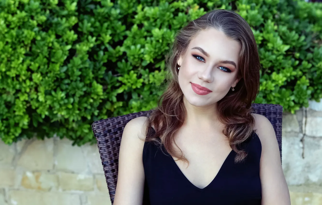 Photo wallpaper long hair, nature, model, awesome, brunette, gorgeous, posing, beautiful face