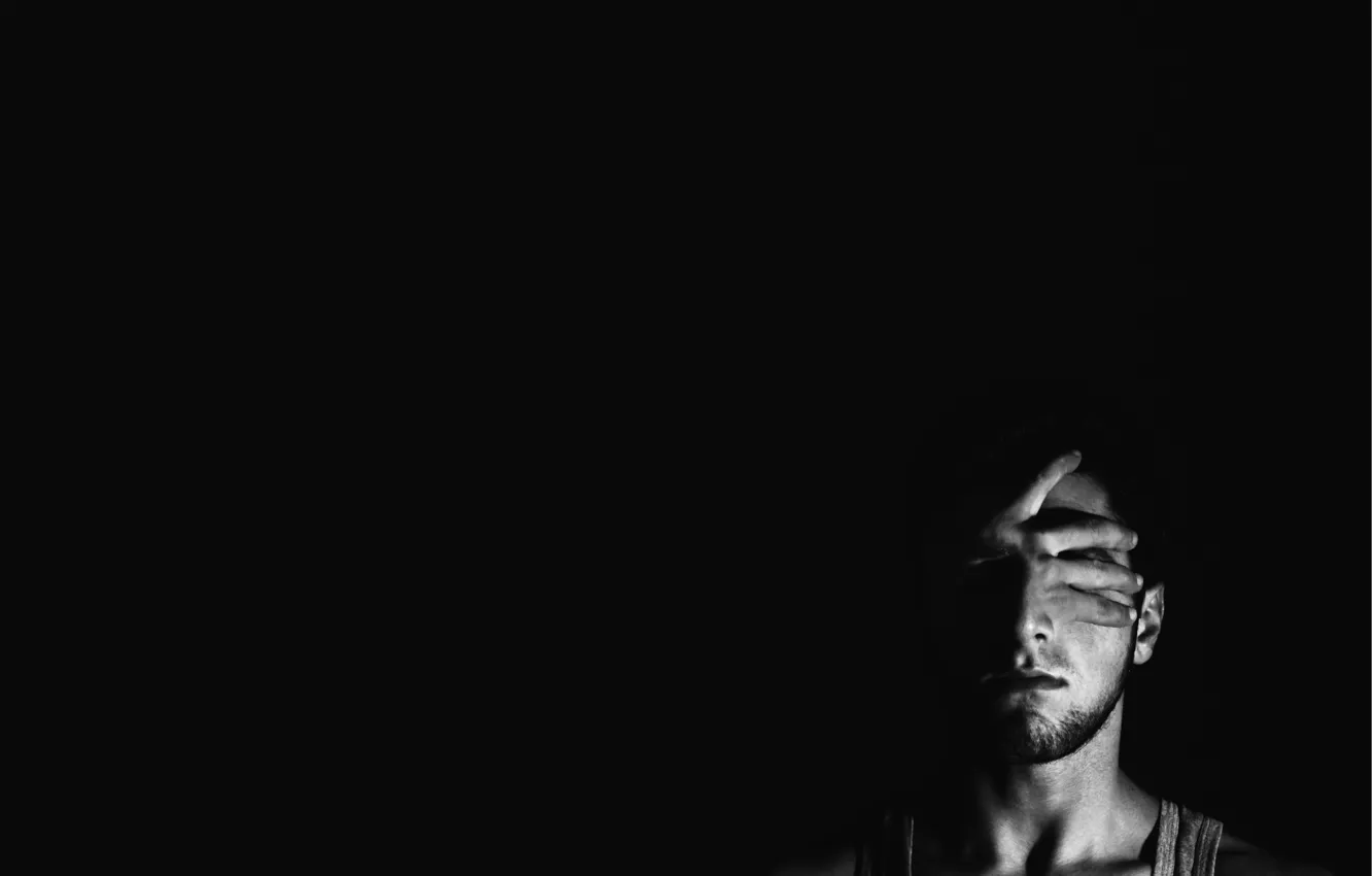 Photo wallpaper face, fear, minimalism, horror, horror, black, style, man