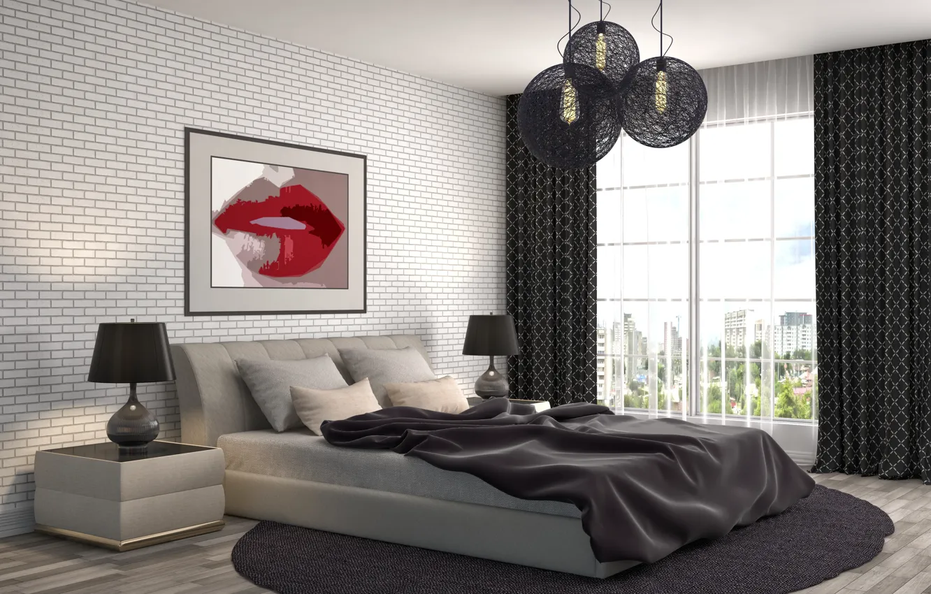 Photo wallpaper design, bed, picture, Modern, bed base