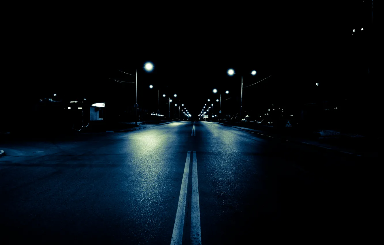 Photo wallpaper road, night, the city, lights