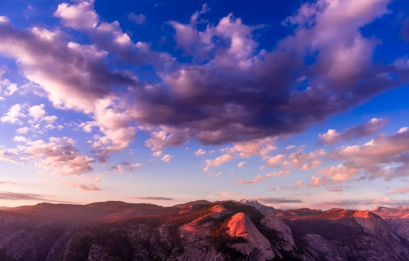 Photo wallpaper the sky, clouds, mountains