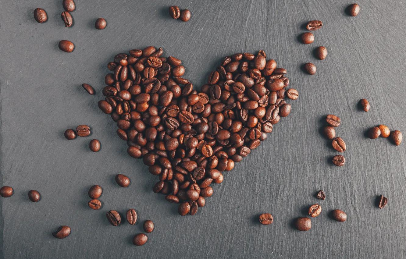 Photo wallpaper Love, Heart, Holiday, Coffee beans, Valentine's day