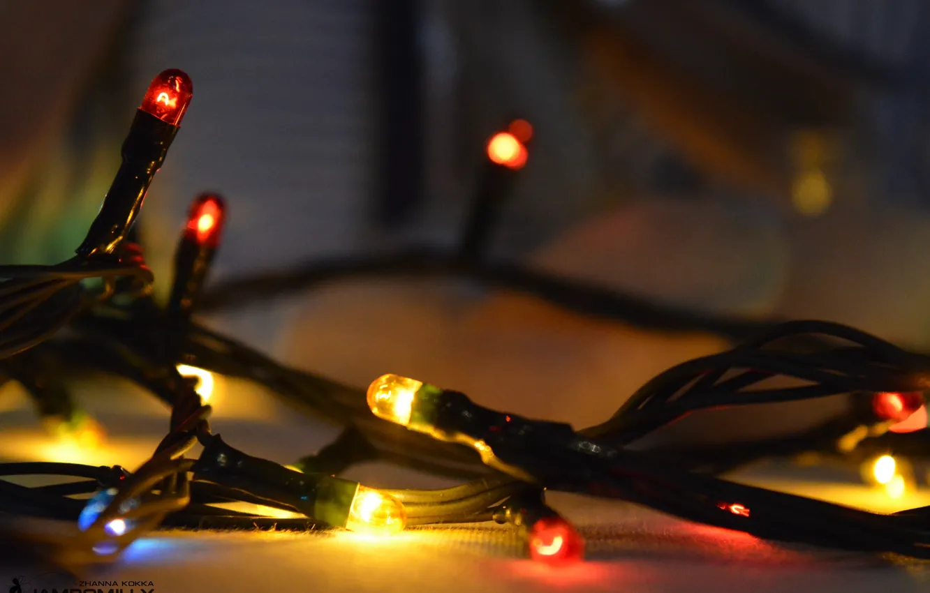 Photo wallpaper macro, holiday, color, new year, garland