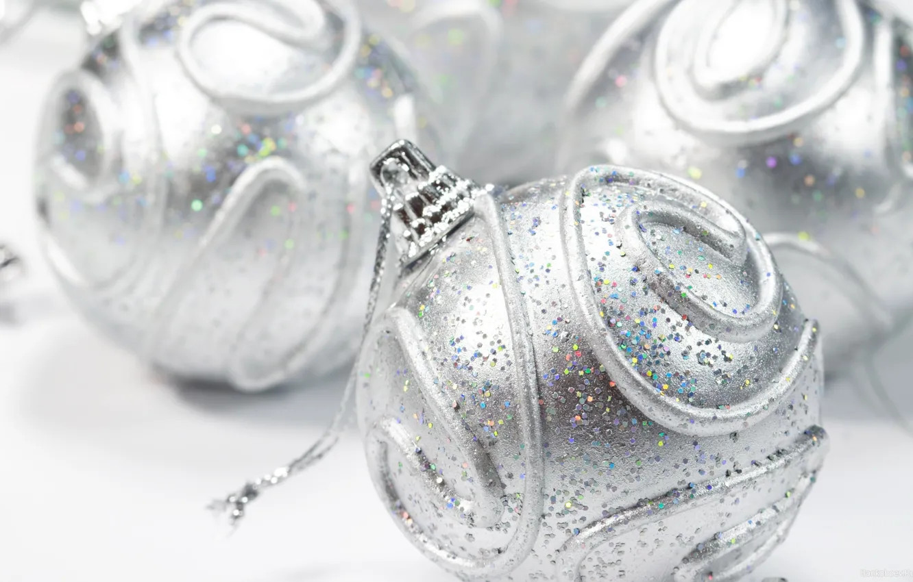 Photo wallpaper balls, silver, sequins