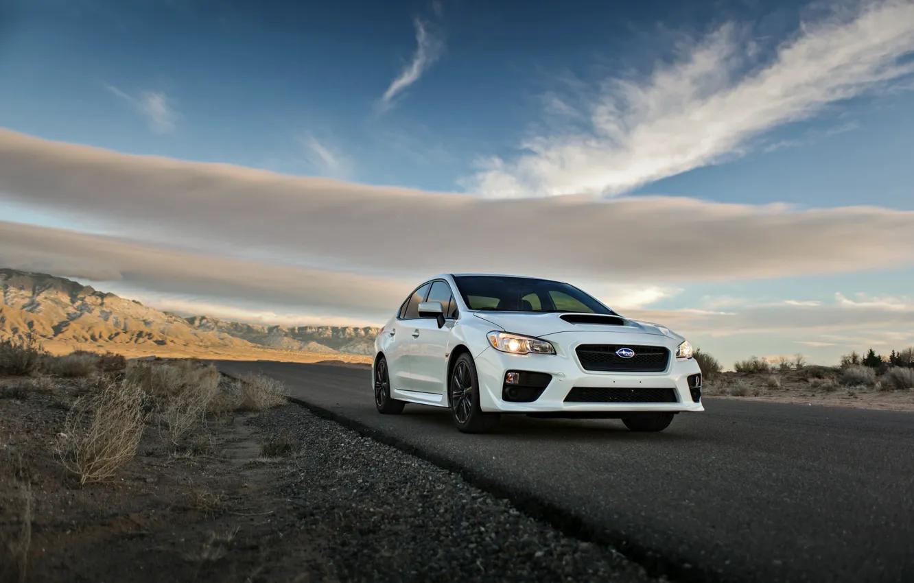 Photo wallpaper white, road, sky, wrx, Subar