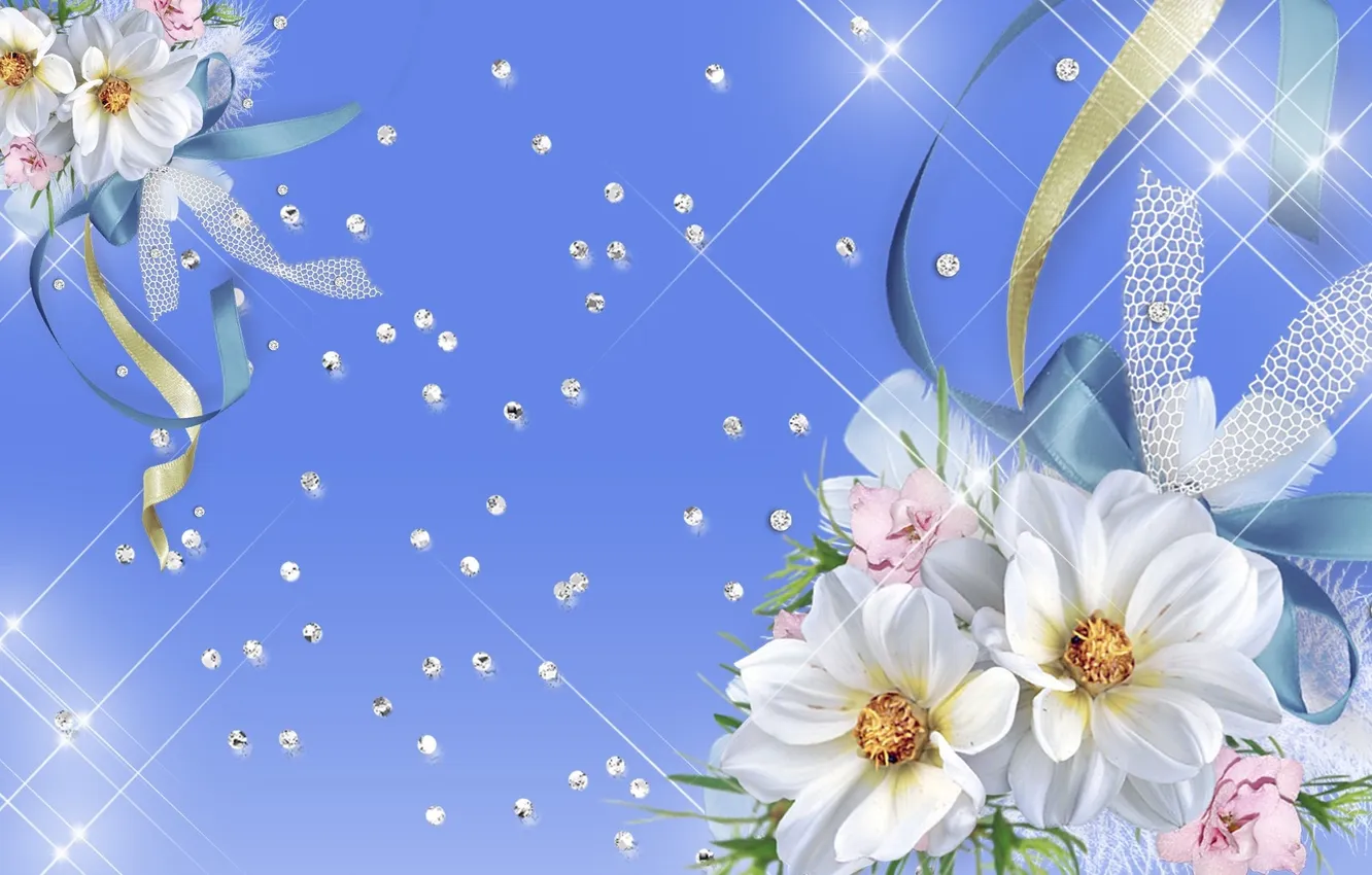 Photo wallpaper flowers, Shine, tape