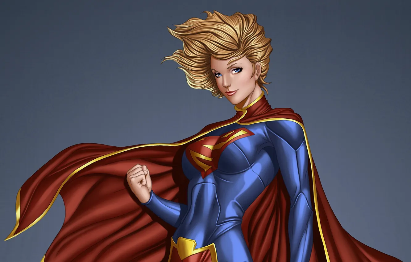 Photo wallpaper look, art, costume, girl, cloak, art, comics, supergirl