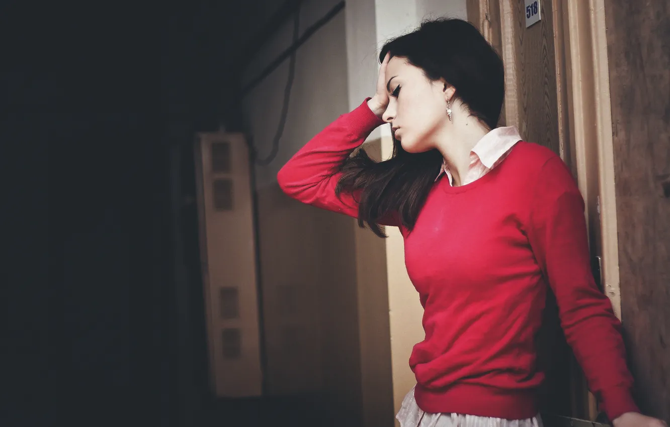 Photo wallpaper girl, beautiful, sweater