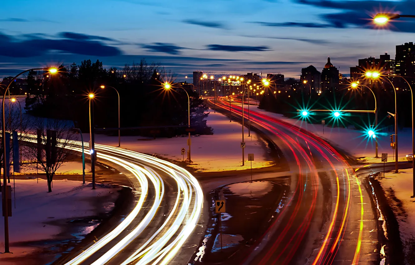 Photo wallpaper road, night, the city, street, night city
