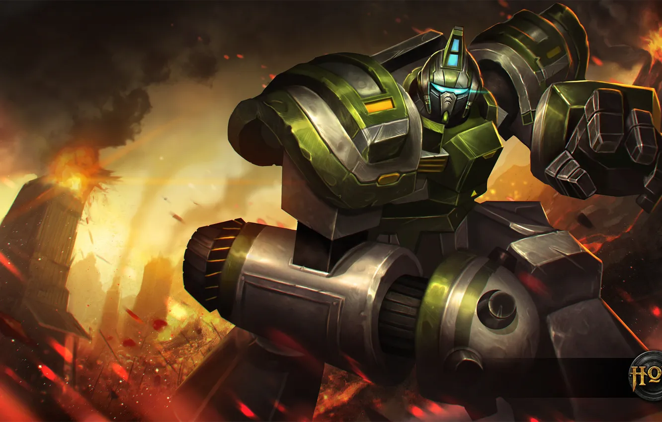 Photo wallpaper robot, art, Heroes of Newerth, pebbles, moba, Savior