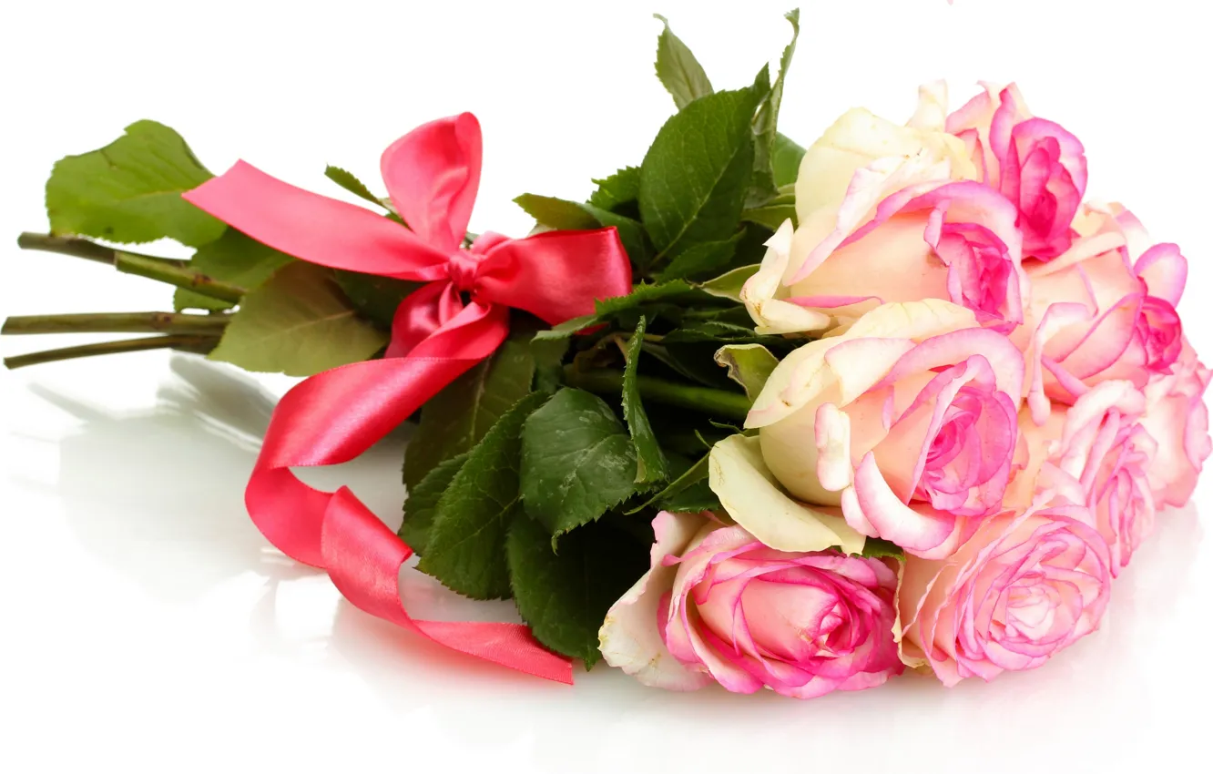 Photo wallpaper flowers, roses, bouquet, pink roses