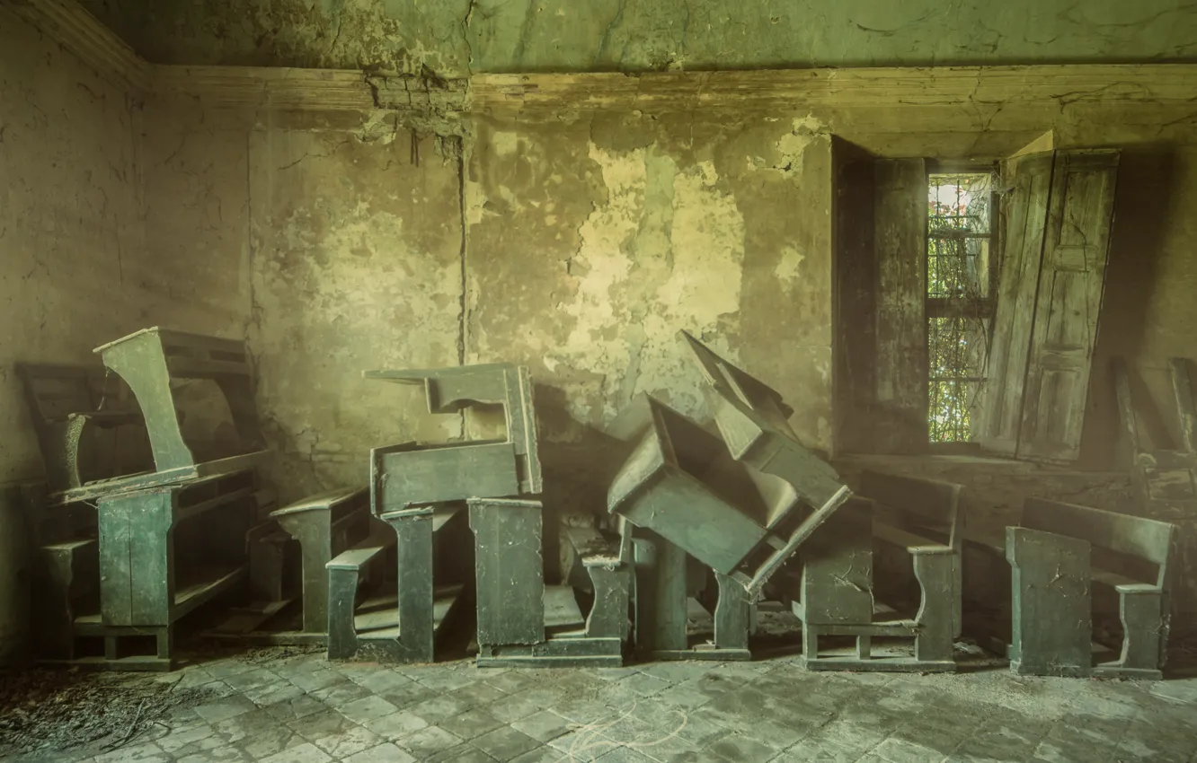 Photo wallpaper school, desks, Klas