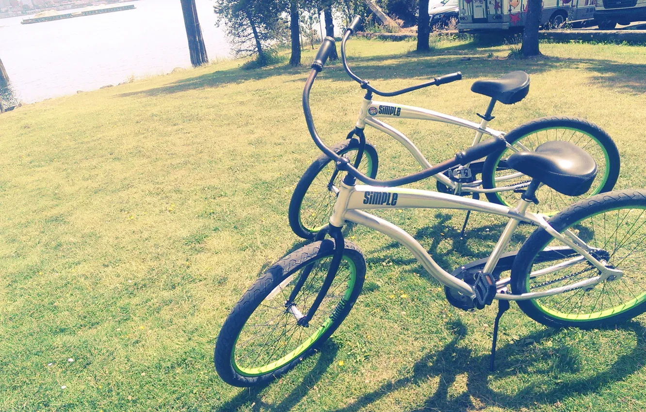 Photo wallpaper summer, bike, the city, river