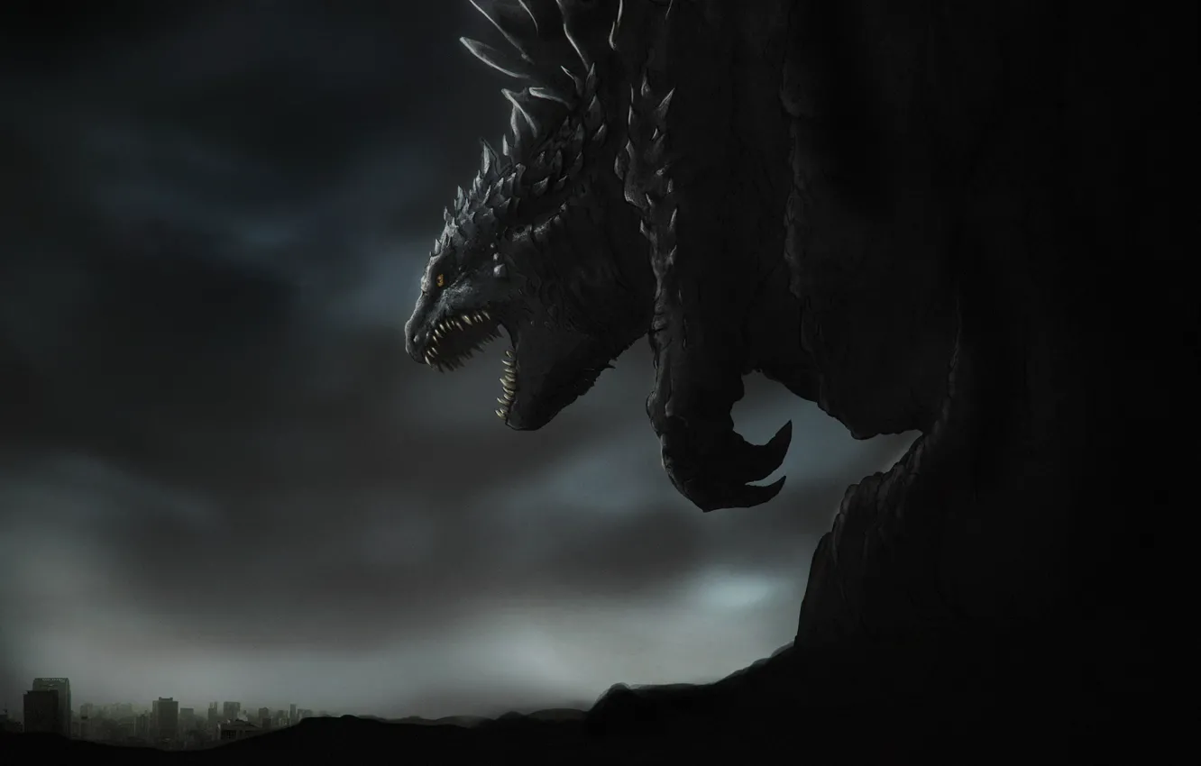 Photo wallpaper background, figure, monster, art, Godzilla, art, Godzilla, Gull