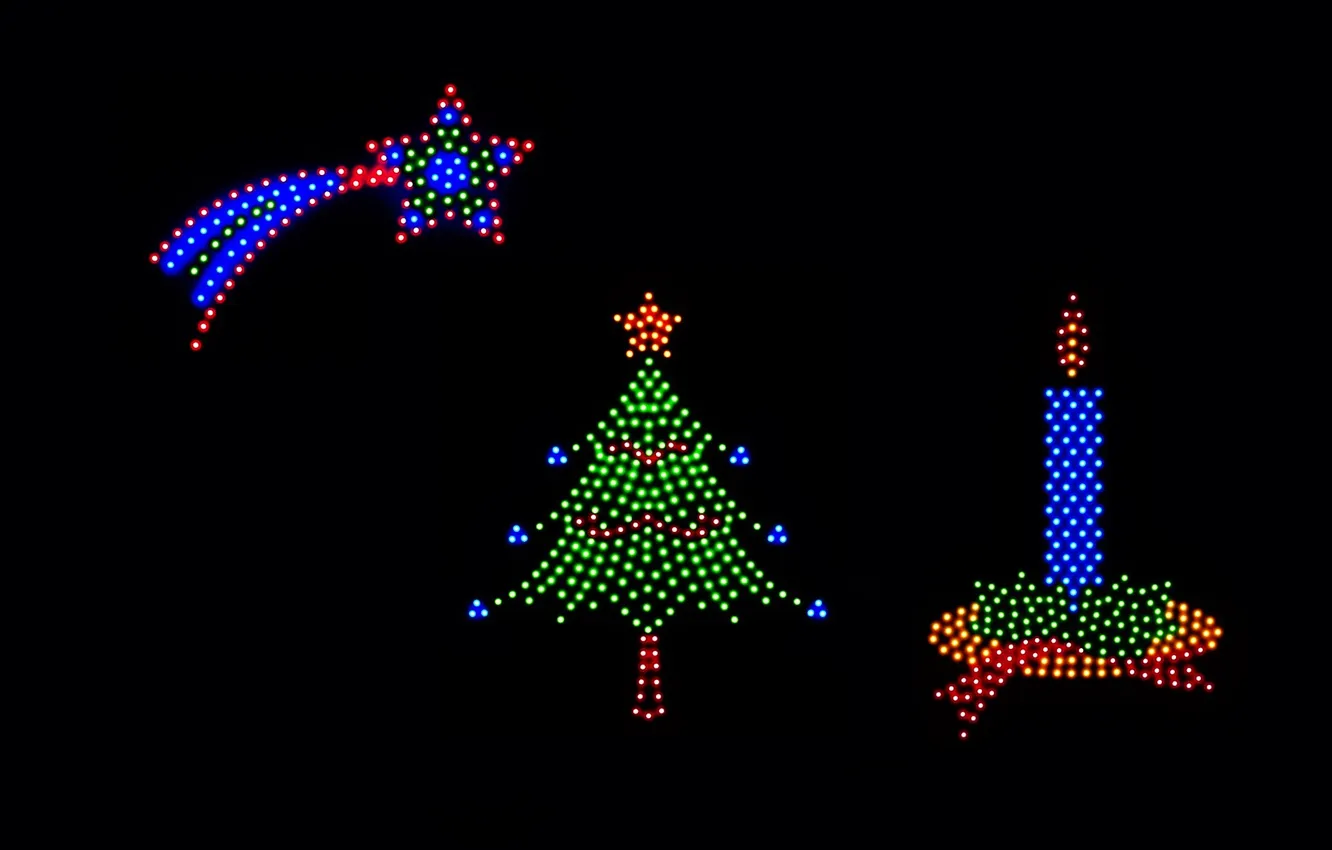 Photo wallpaper mosaic, holiday, tree, candles, Christmas, zesty