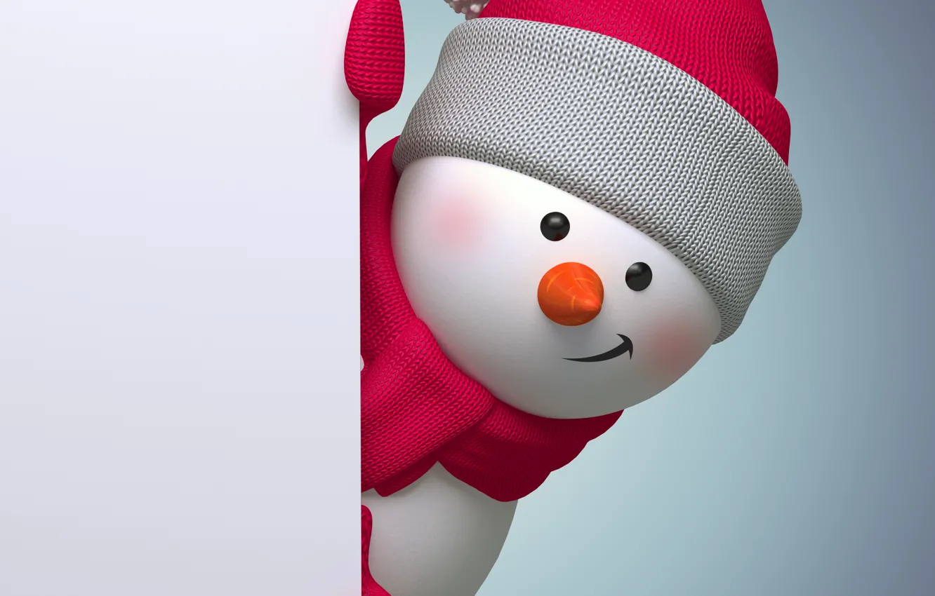 Photo wallpaper rendering, new year, snowman, Christmas, New Year, cute, snowman, banner