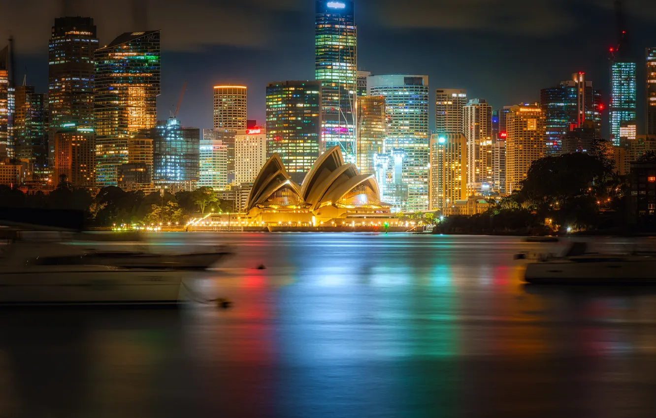 Wallpaper building, Australia, Sydney, night city, skyscrapers ...