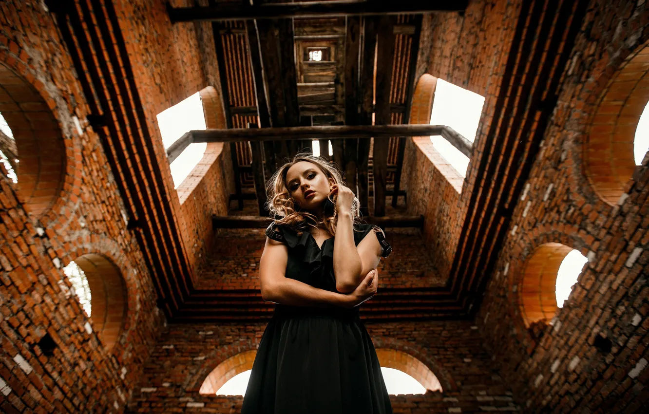 Photo wallpaper look, pose, model, portrait, makeup, dress, hairstyle, blonde