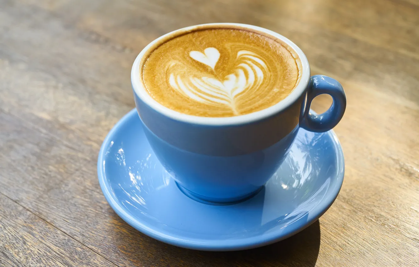 Photo wallpaper coffee, Breakfast, Cup, saucer, foam