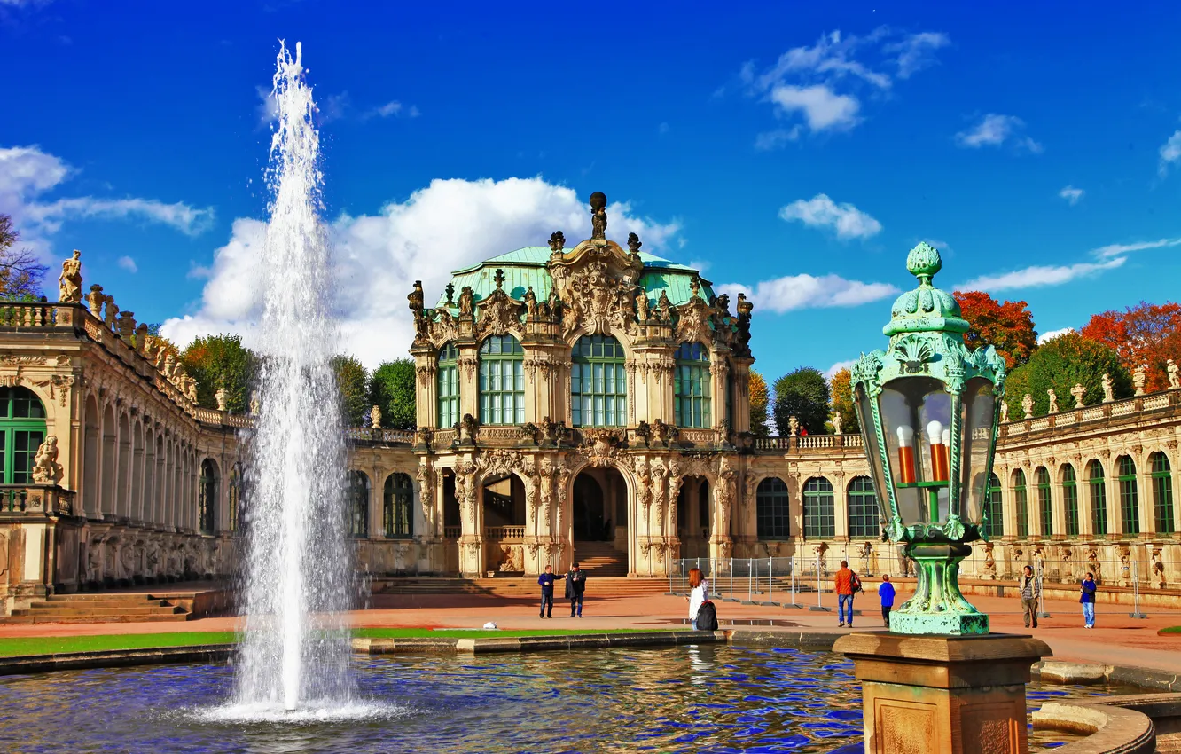 Photo wallpaper the city, building, Germany, fountain, Dresden