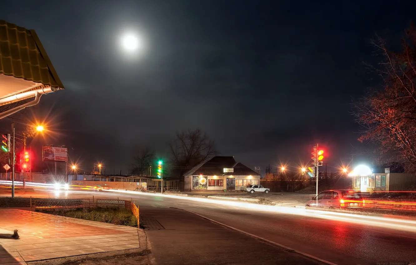 Photo wallpaper night, the city, street, Moore