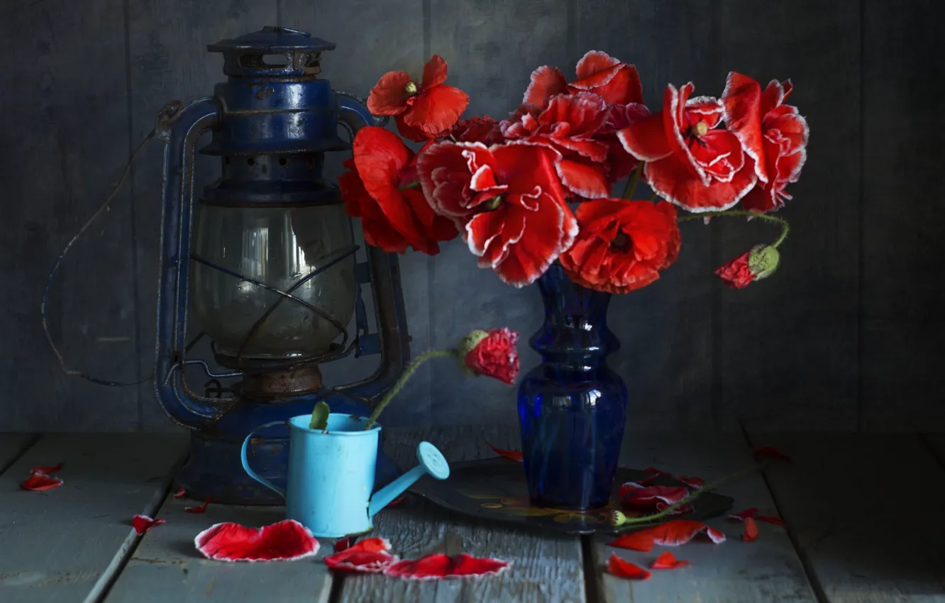 Photo wallpaper Maki, bouquet, lights, lake