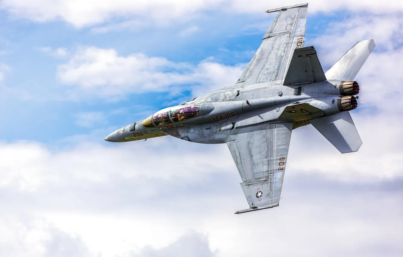 Photo wallpaper the sky, clouds, the plane, combat aircraft