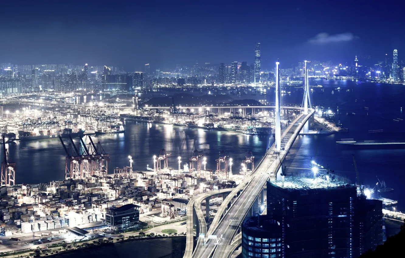 Photo wallpaper panorama, night, cool