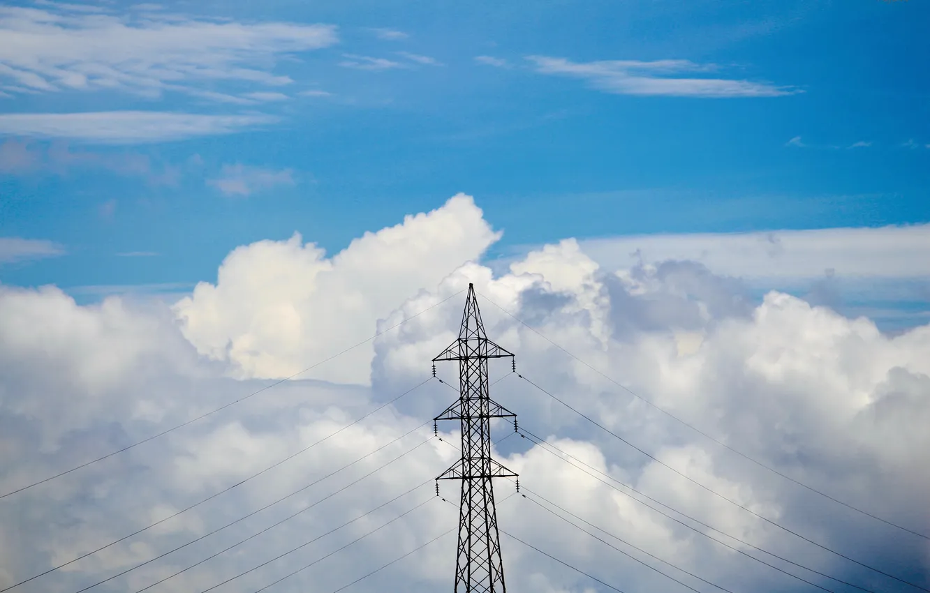 Photo wallpaper the sky, clouds, landscape, nature, wire, sky, landscape, nature