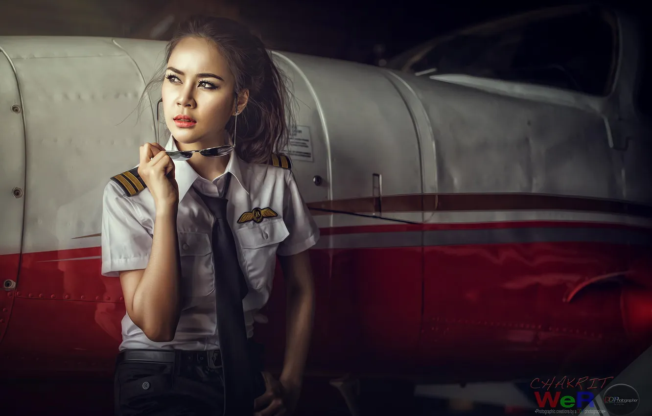 Photo wallpaper girl, photographer, look, pose, uniform, Chakrit Chanpen, Lubpui