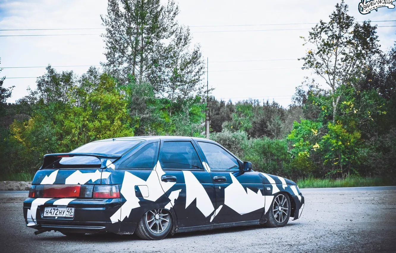 Photo wallpaper dressing, camouflage, Lada, Lada, bokeh, vaz, 2112, VAZ